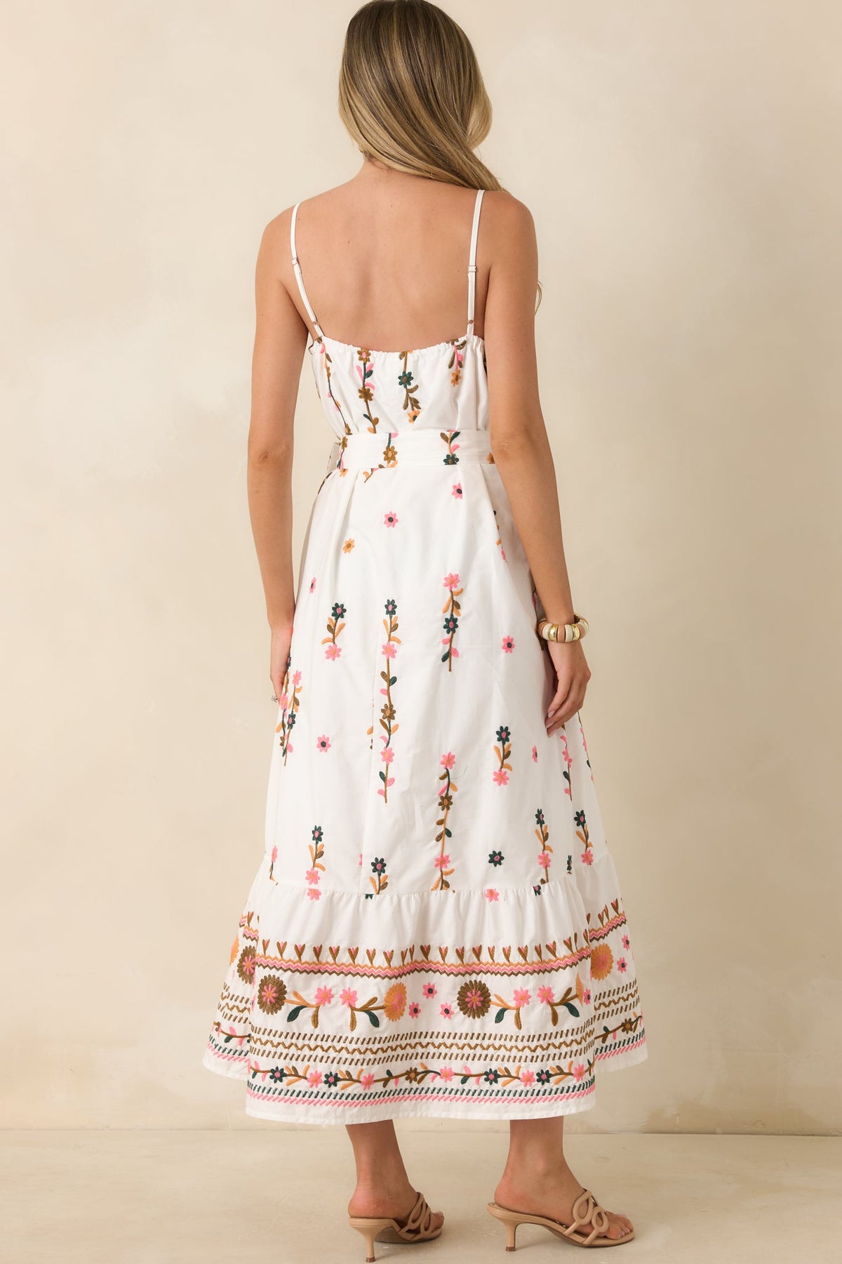 Sweet Talk & Sunshine Ivory Multi Floral Embroidered Maxi Dress