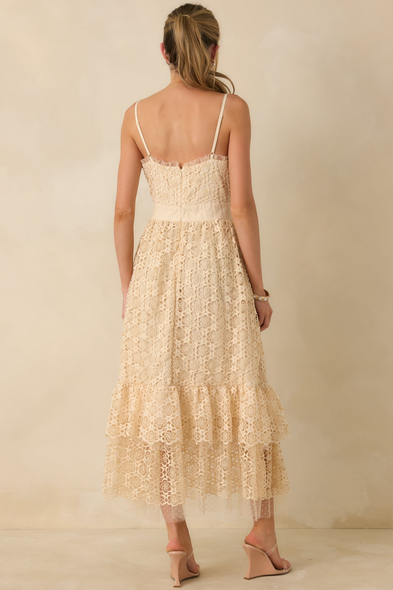 In The Long Run Natural Embroidered Midi Dress