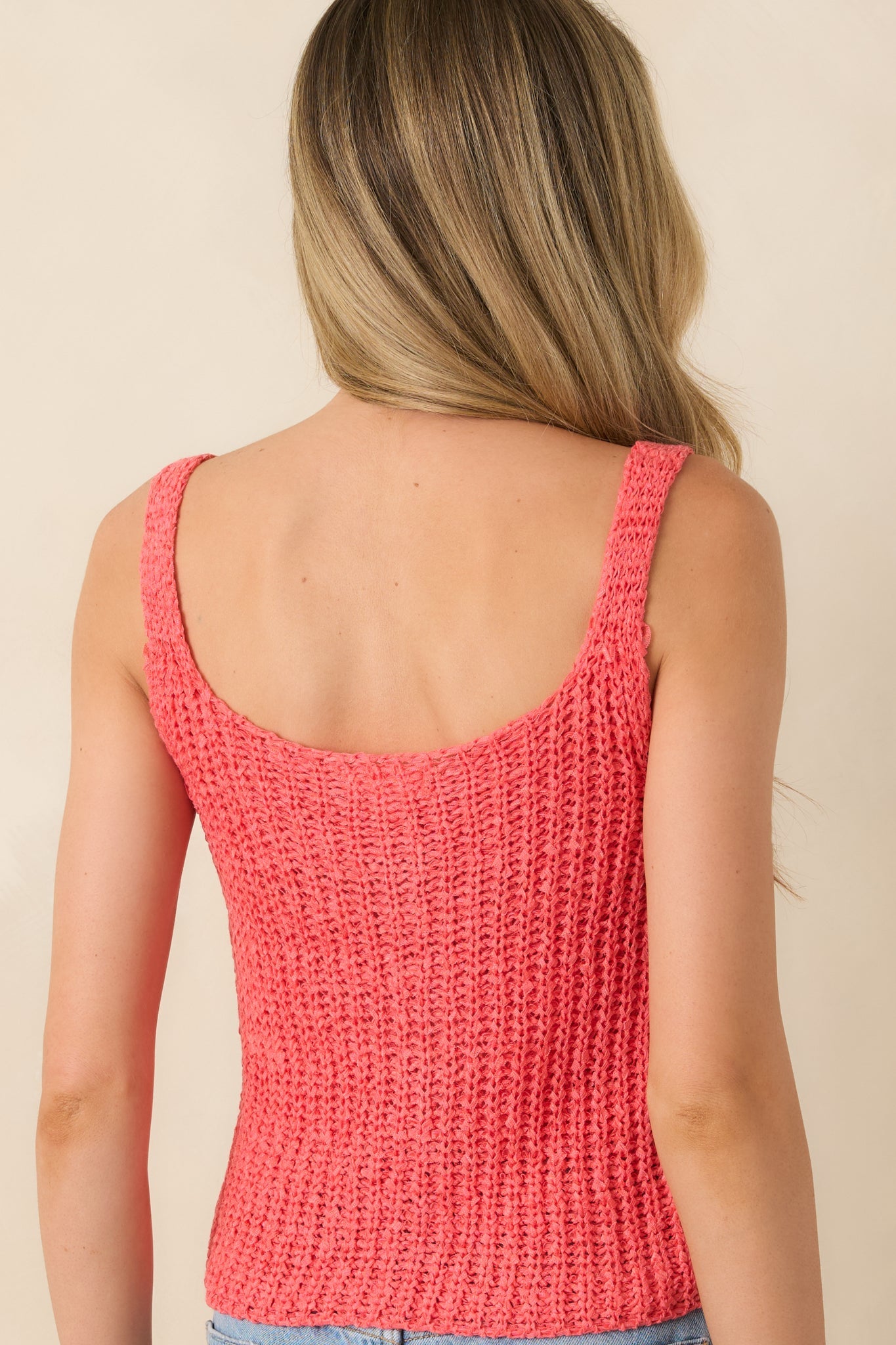 Z Supply Tate Coral Pink Lace-Up Sweater Tank Top