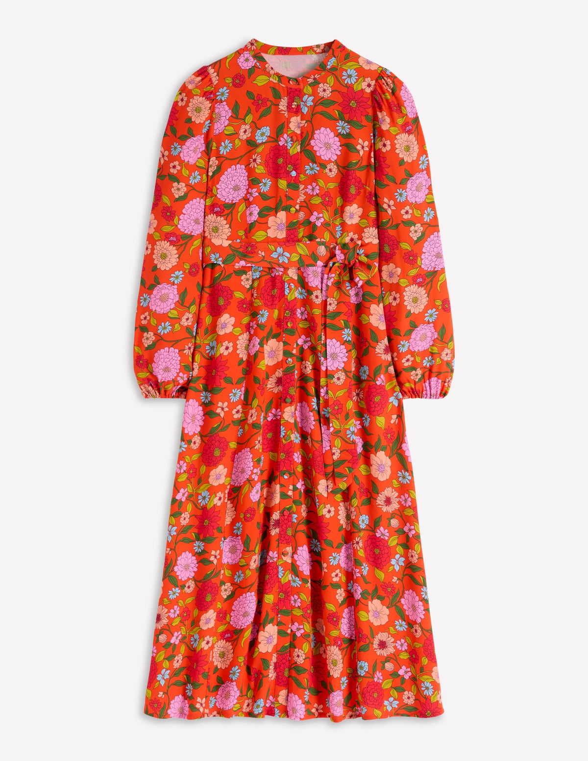 Mae Occasion Maxi Shirt Dress-Firecracker Red, Dahlia Trail