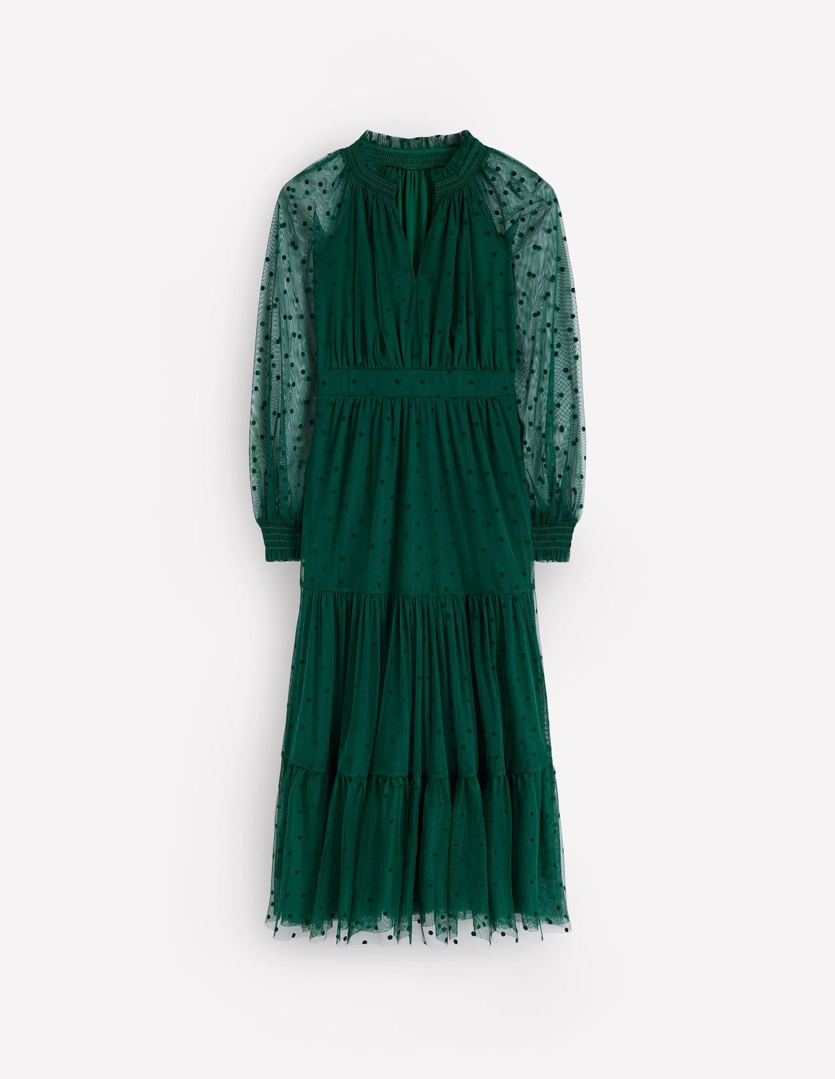 Lucille Tulle Midi Dress-Emerald Night
