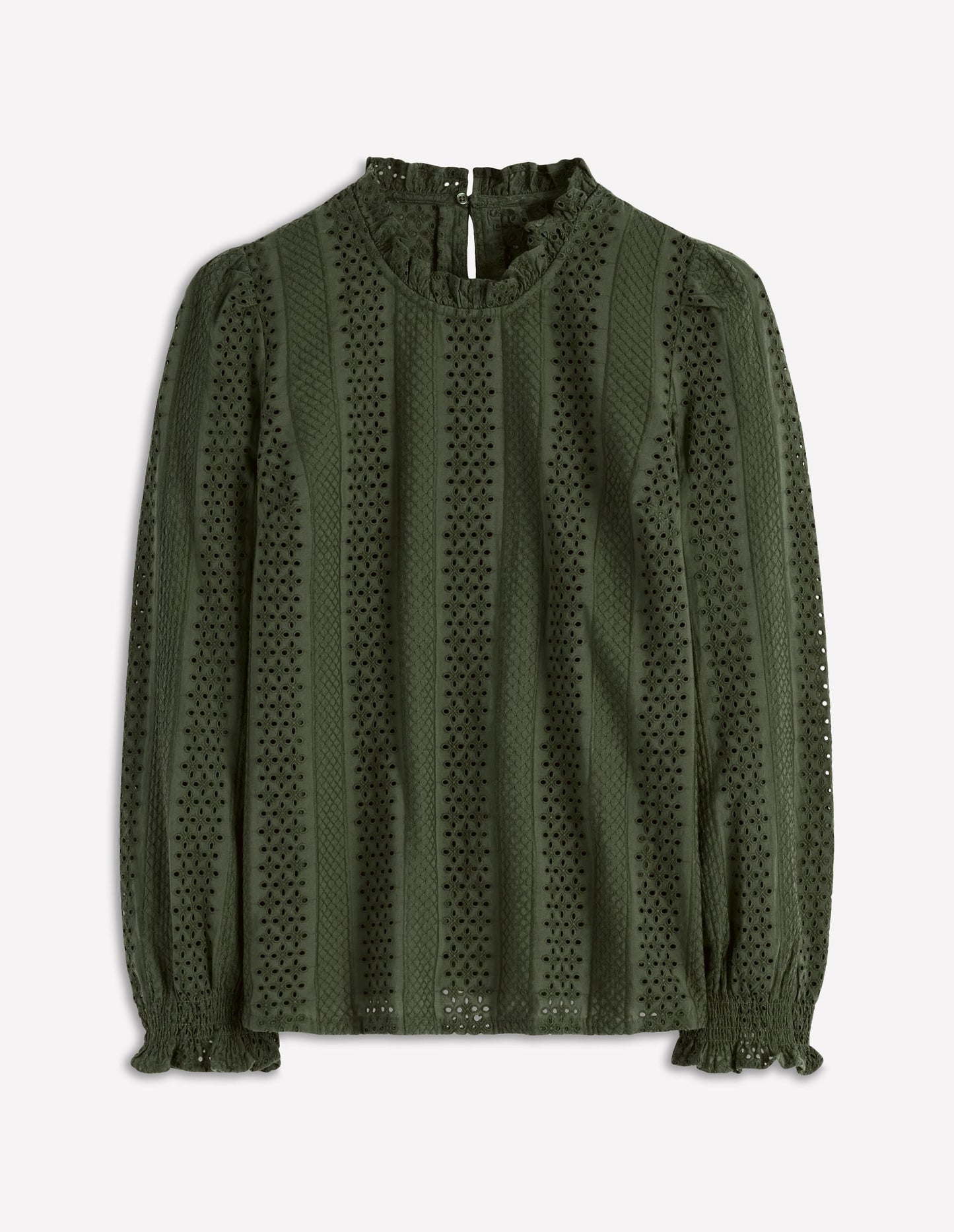 Frill Detail Broderie Top-Forest Glade