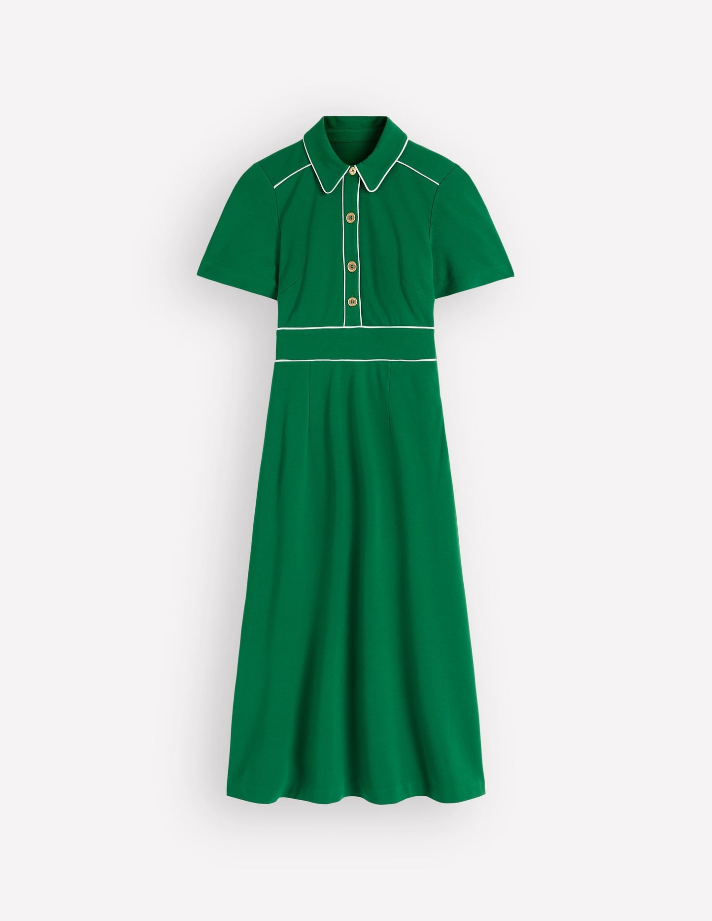 Etta Piping Trim Ponte Dress-Fresh Green