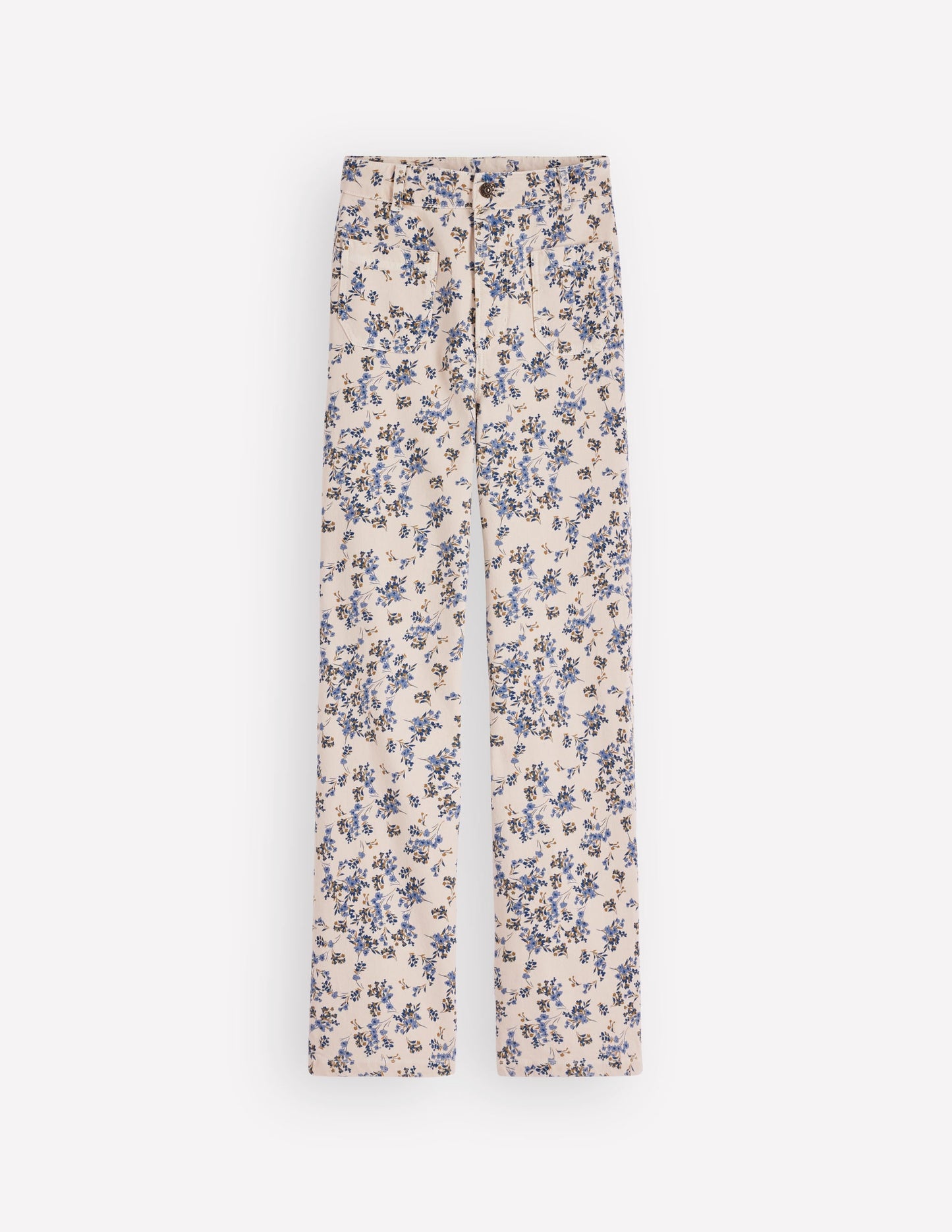 Straight Leg Pocket Jeans-Ivory Floral