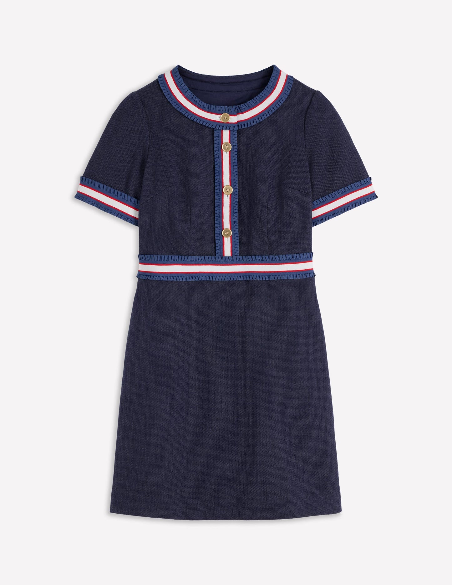 Button Short Dress-Navy