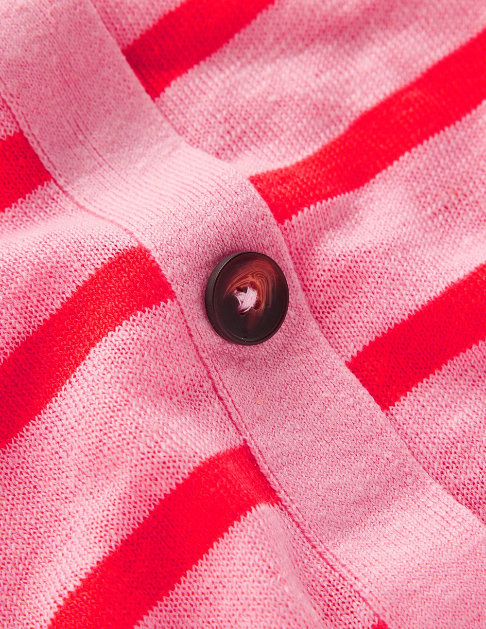 Agnes Linen Button T-Shirt-Sunkissed Coral / Formica Pink