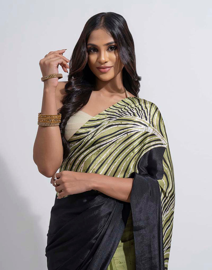 ETHNIC FUSION PRINTED BATIK INSPIRED SILK SAREE