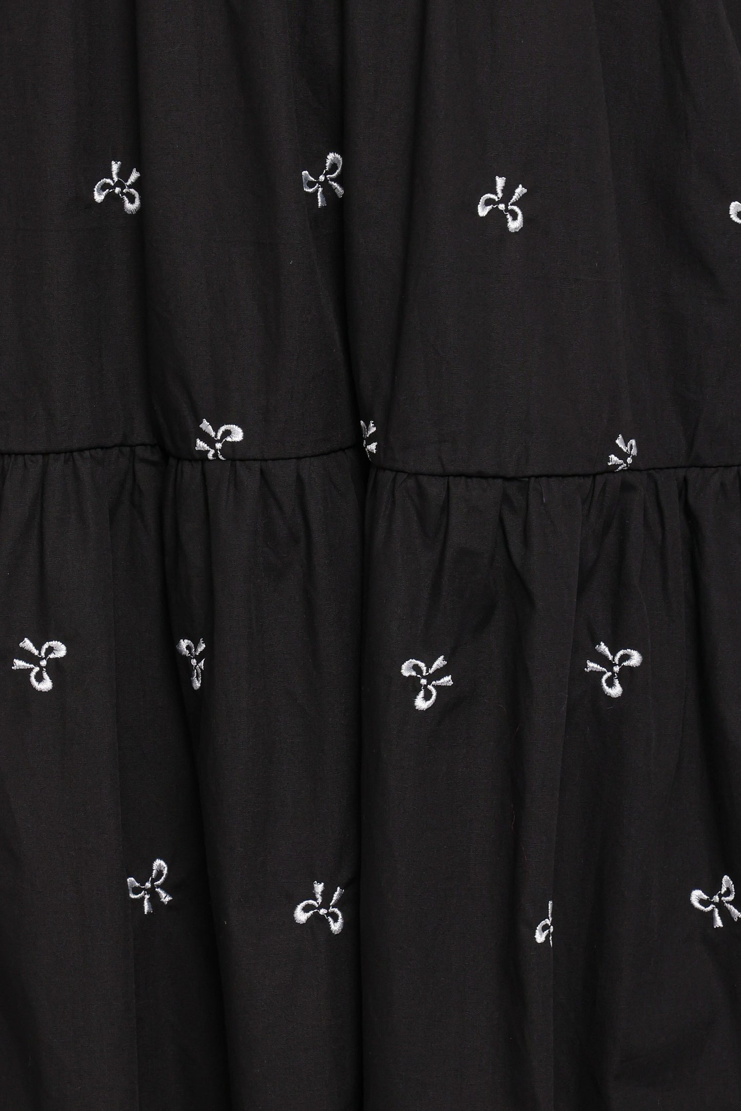 Naura Shirred Tiered Midi Dress - Black Bow
