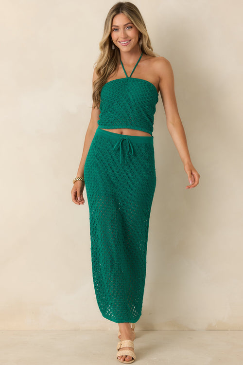 Z Supply Windswept Rainforest Green Crochet Cropped Top