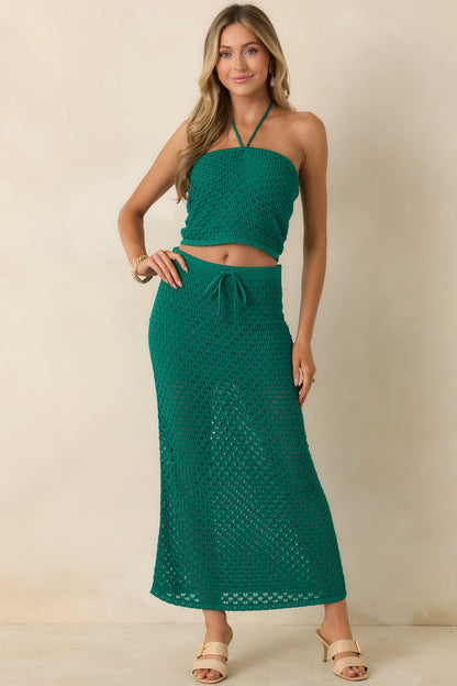 Z Supply Windswept Rainforest Green Crochet Cropped Top