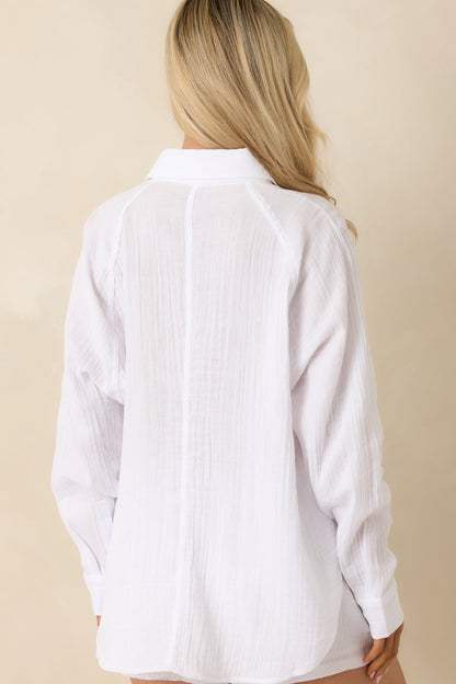 Z Supply The Perfect White Airy Cotton Gauze Button Up Top