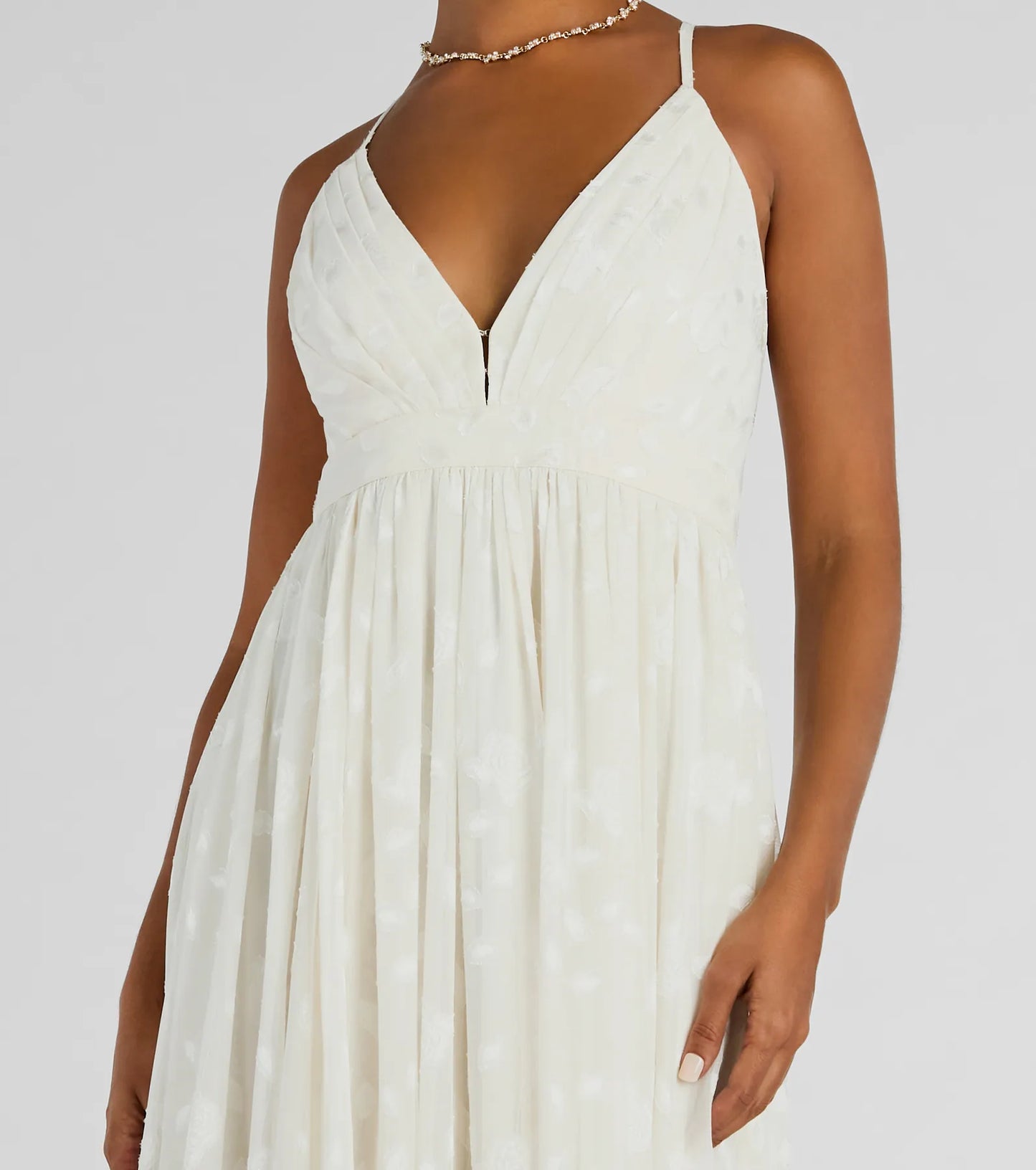 Arya V-Neck Strappy A-Line Floral Chiffon Formal Dress