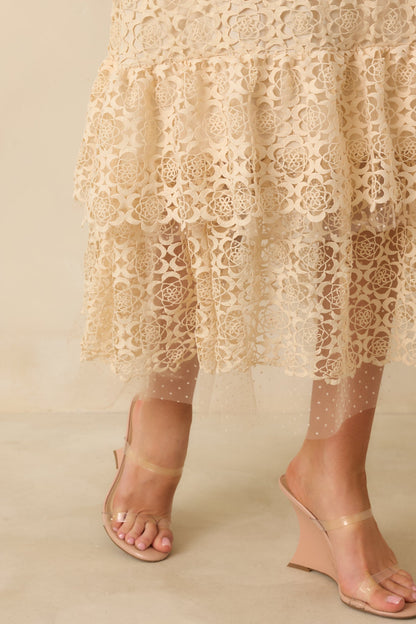 In The Long Run Natural Embroidered Midi Dress