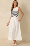 Picnic Weather White Stripe Sleeveless Maxi Dress