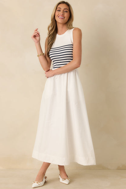 Picnic Weather White Stripe Sleeveless Maxi Dress