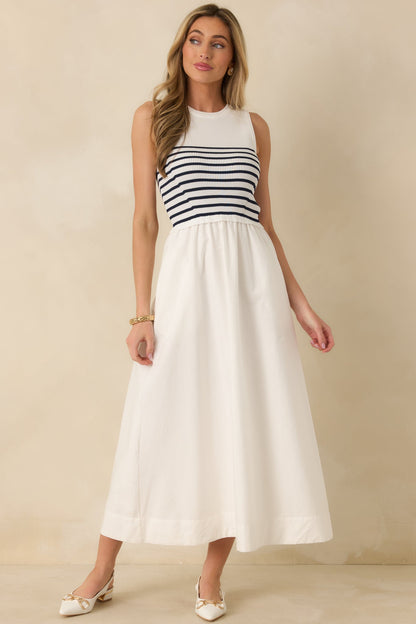 Picnic Weather White Stripe Sleeveless Maxi Dress