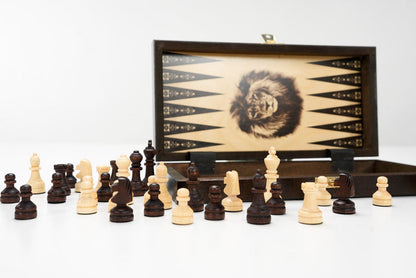 10.5" Wooden Travel Chess and Backgammon Game - Chess Set - Chess-House