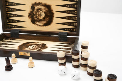 10.5" Wooden Travel Chess and Backgammon Game - Chess Set - Chess-House