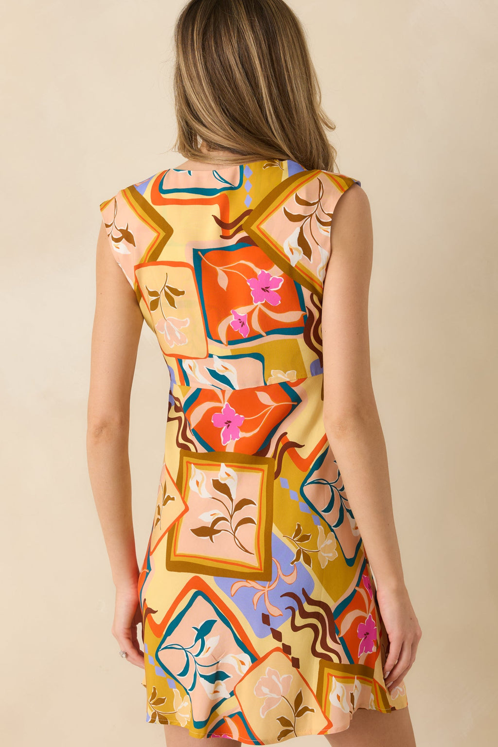 MINKPINK Rosin Yellow Multi Bold Scarf Print Mini Dress