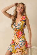 MINKPINK Rosin Yellow Multi Bold Scarf Print Mini Dress