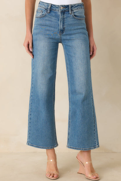 Into The Clouds Medium Wash Cropped Wide Leg Jeans
