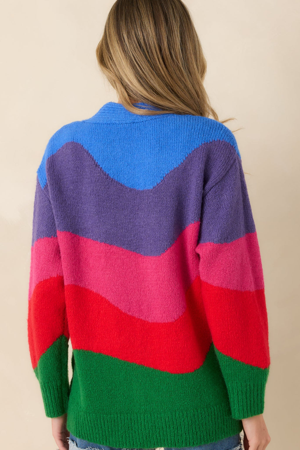 Color Me Happy Multi Colorblock Knit Cardigan