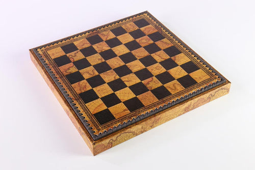 13 3/4" Map Themed Leatherette Cabinet Chess Board - Board - Chess-House