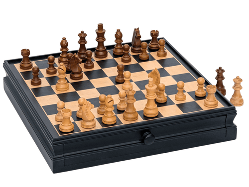 15" Weighted Wooden Chess Storage Set with Drawer - Chess Set - Chess-House