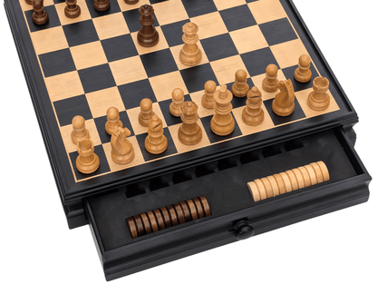15" Weighted Wooden Chess Storage Set with Drawer - Chess Set - Chess-House