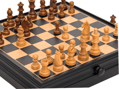 15" Weighted Wooden Chess Storage Set with Drawer - Chess Set - Chess-House