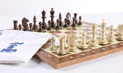 16" Wooden Chess Set with Drawstring Bag Chess Set