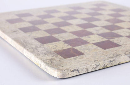 16" Marble Chess Board in Coral and Red Board