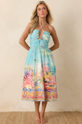 Paradisa Fernandina Blue Multi Cotton Reef Print Midi Dress
