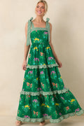 Prosperina Juliette Green Multi Floral Cotton Maxi Dress