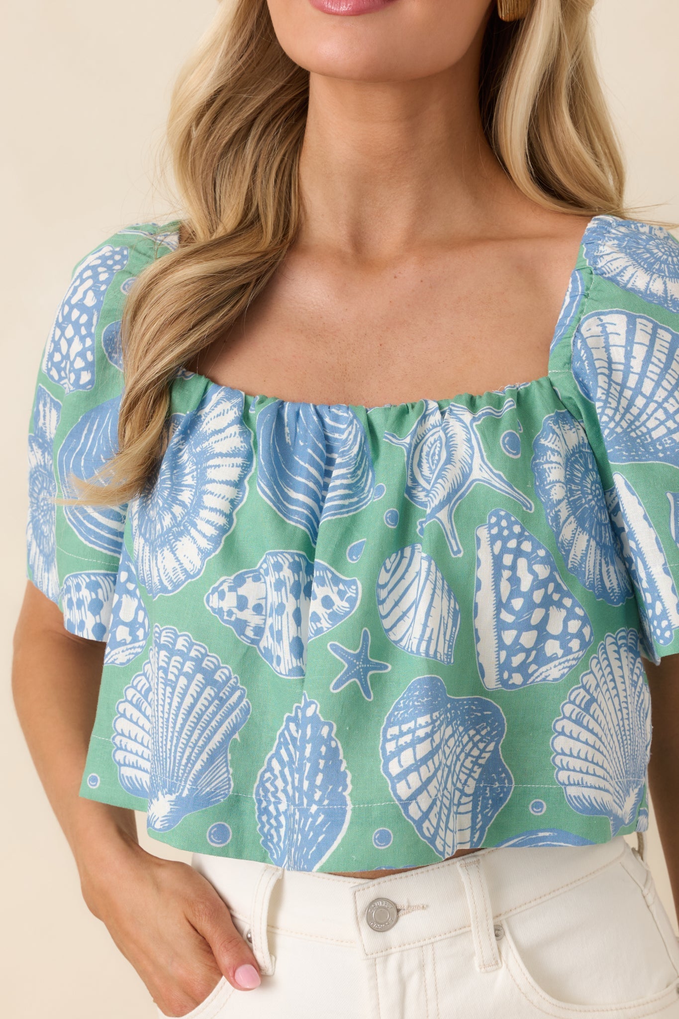Paradisa Caladesi Oceana Blue Multi Flowy Crop Top