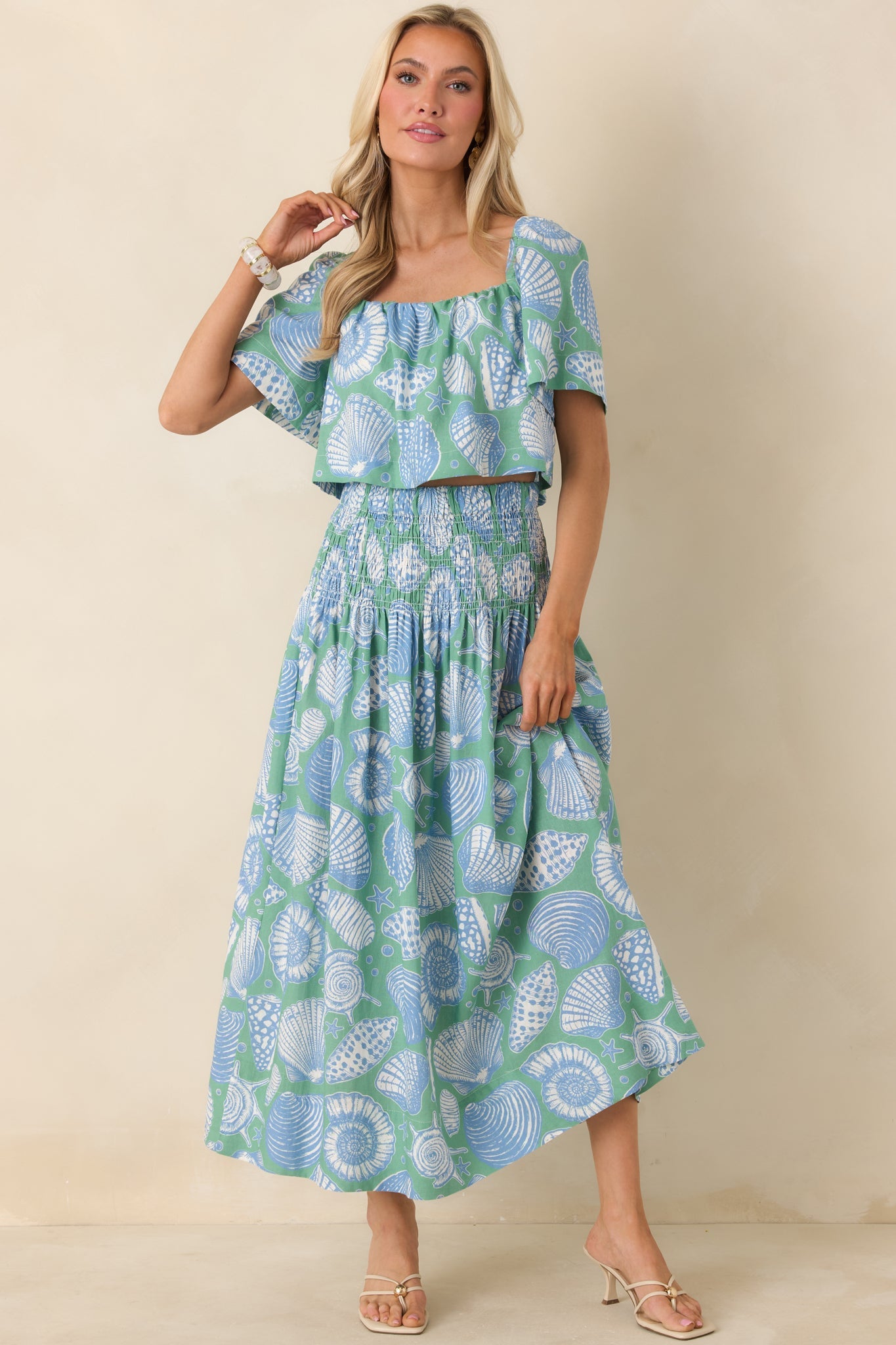 Paradisa Caladesi Oceana Blue Multi Flowy Crop Top