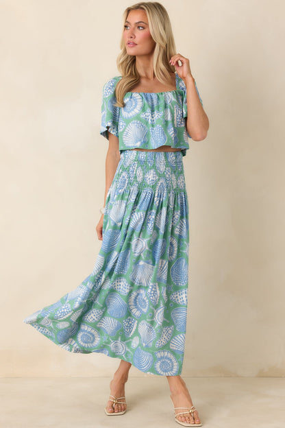 Paradisa Caladesi Oceana Blue Multi Flowy Crop Top