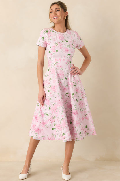 Prosperina Margot Blue & Pink Floral Cotton Reversible Midi Dress