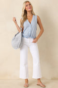 FRNCH Aquilo Light Blue Button Front Top