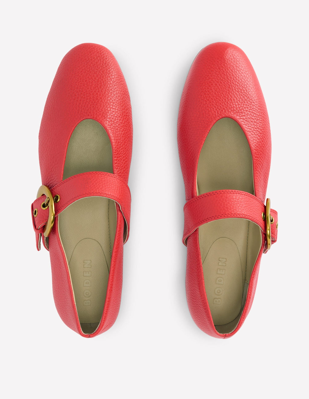 Kylie Flat Buckle Mary Janes-Post Box Red