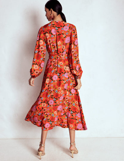 Mae Occasion Maxi Shirt Dress-Firecracker Red, Dahlia Trail