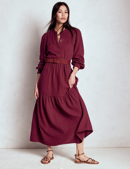 Cecily Double Cloth Midi Dress-Deep Wisteria