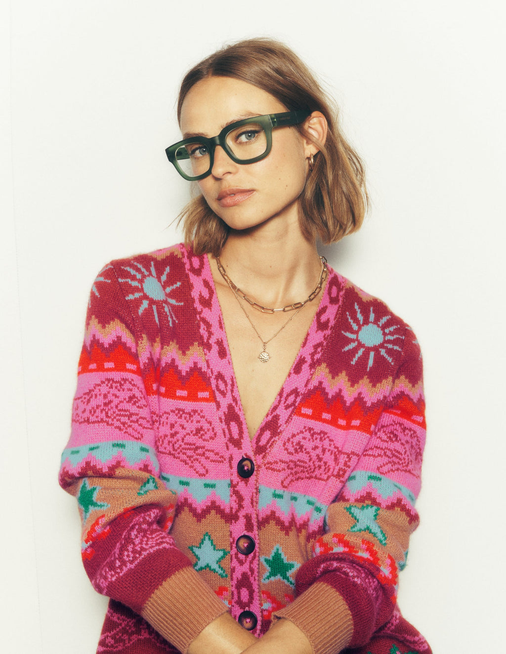 Quinn Boyfriend Cardigan-Camel, Cheetahs