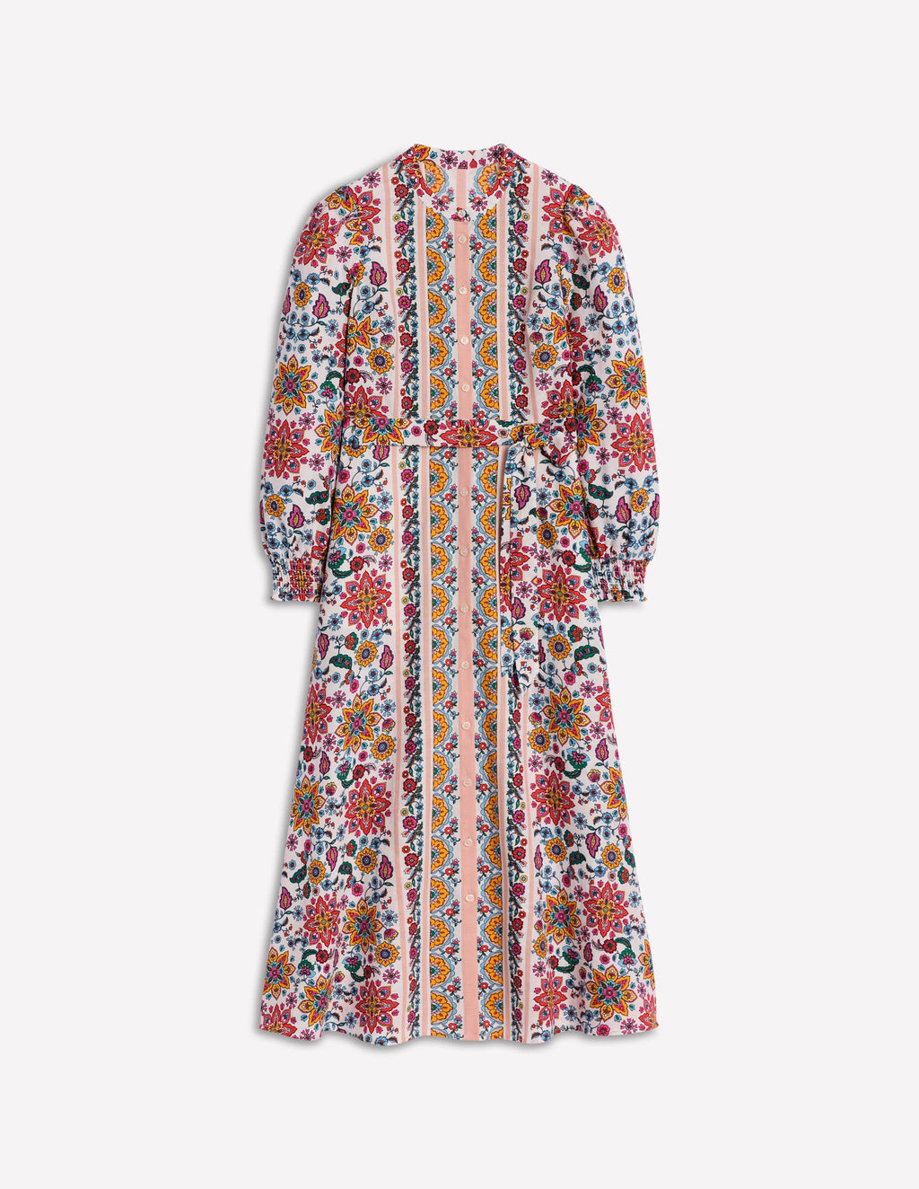 Ruby Linen Blend Shirt Dress-Ivory, Botanical Sprig