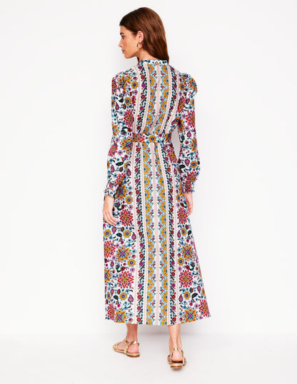 Ruby Linen Blend Shirt Dress-Ivory, Botanical Sprig