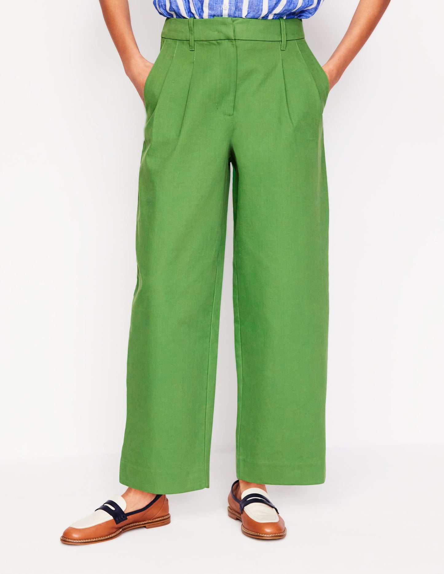 Bloomsbury Cotton Pants-Paradise Green