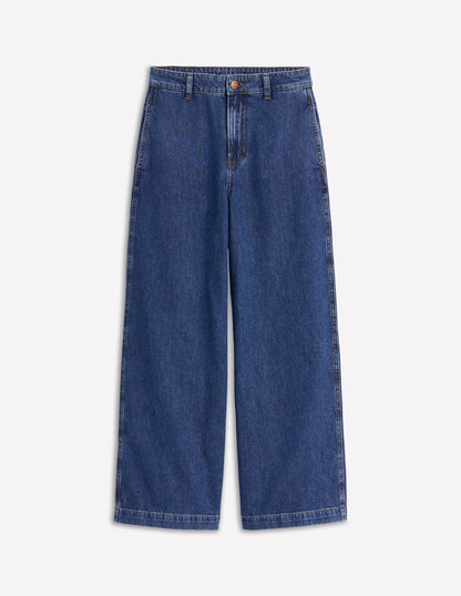 Cropped Fluid Jeans-Mid Vintage
