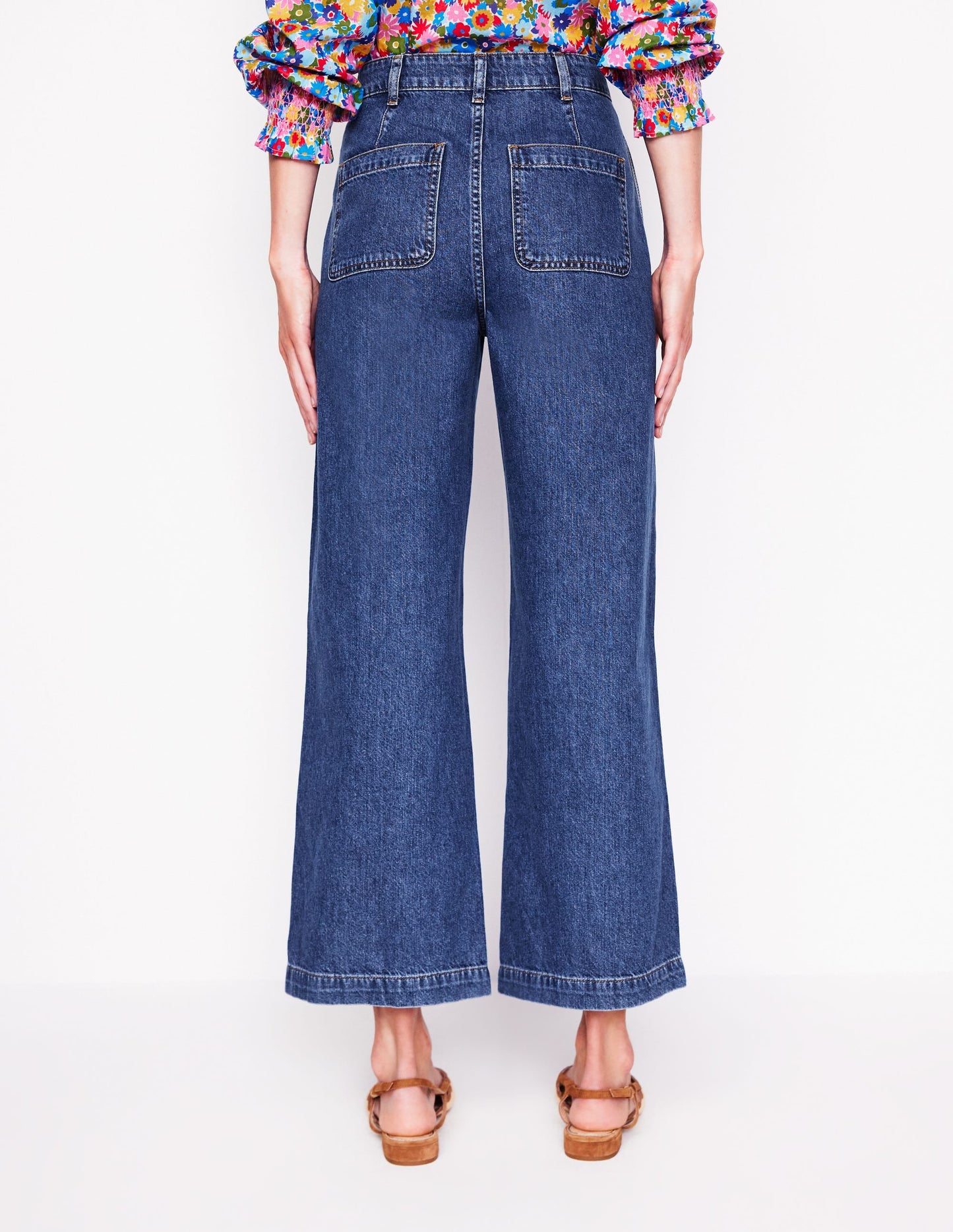 Cropped Fluid Jeans-Mid Vintage