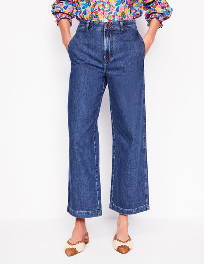 Cropped Fluid Jeans-Mid Vintage