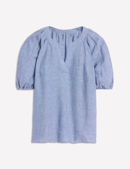 Brooke Linen Top-Chambray